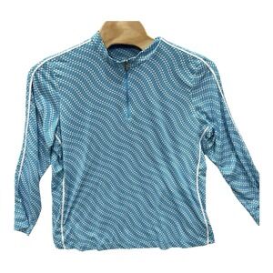 Tail White Label Jacket Blue 3X  Womens Geometric Quarter Zip Long Sleeve Active